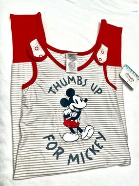 White & Gray Striped Mickey Tank with Red Trim